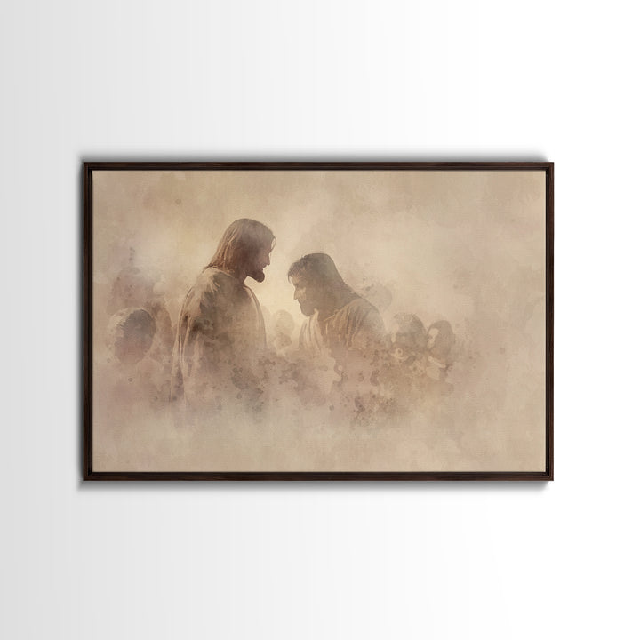 Quiet Grace Dawn, Framed Canvas Print, Christian Wall Art, Christian Art Canvas, Jesus Painting, Christian Christmas Art, Christian Decor