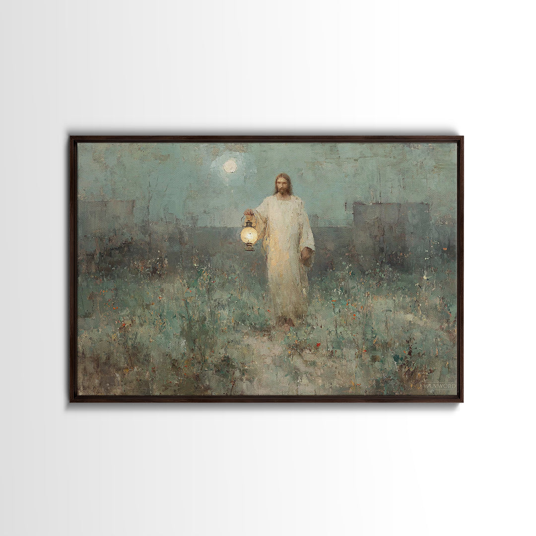 Gentle Shepherd Light, Framed Canvas Print, Jesus Canvas Art, Christian Wall Art, Christian Art Canvas, Christian Gift Ideas, Christian Dec