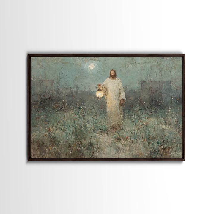 Gentle Shepherd Light, Framed Canvas Print, Jesus Canvas Art, Christian Wall Art, Christian Art Canvas, Christian Gift Ideas, Christian Dec