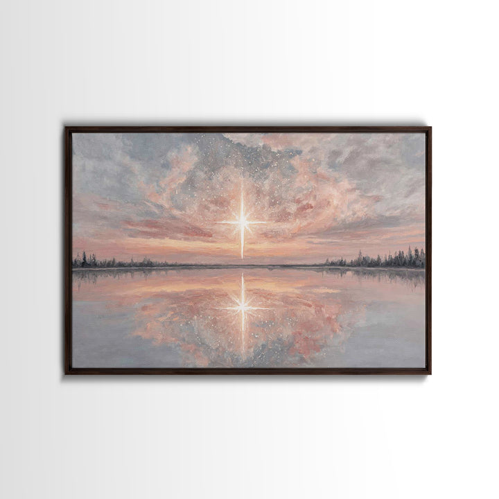 Heavenly Dawn Star | Framed Canvas Print | Christian Art Canvas | Christian Christmas Decor | Christian Painting | Christmas Wall Art | Vin