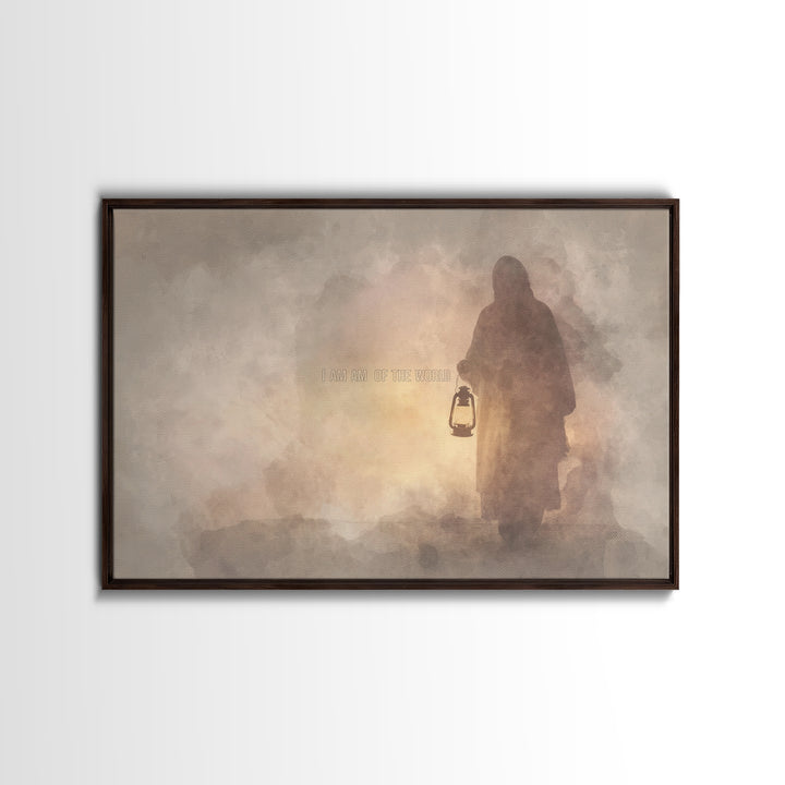 Light Of The World, Framed Canvas Print, Jesus Painting Canvas, Christian Wall Art, Christian Art Canvas, Christian Decor, Christian Christ