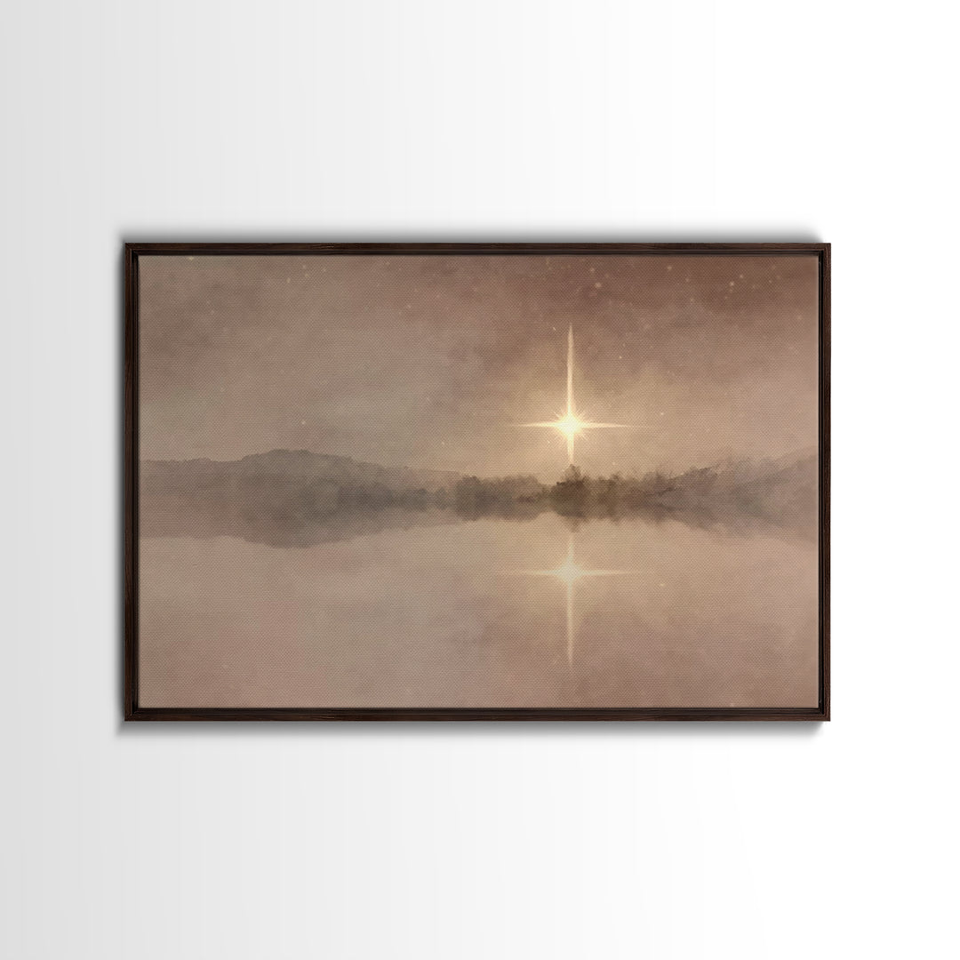 Silent Bethlehem Light, Framed Canvas Print, Christian Wall Art, Christmas Art Prints, Christian Art Canvas, Moody Christmas Art, Christian