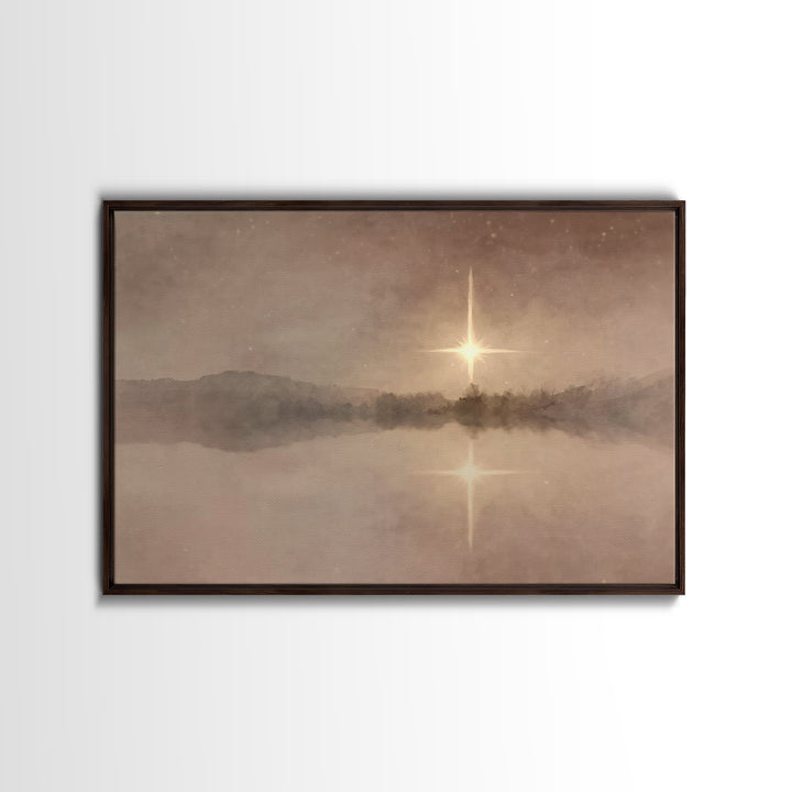 Silent Bethlehem Light, Framed Canvas Print, Christian Wall Art, Christmas Art Prints, Christian Art Canvas, Moody Christmas Art, Christian