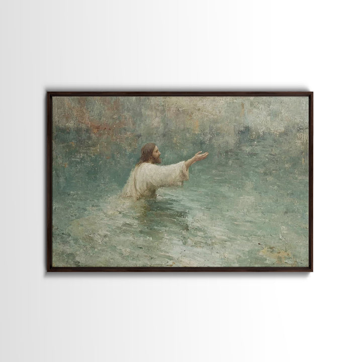 Waters Of Grace – Framed Canvas Print – Christian Art Work – Jesus Painting Canvas – Christian Wall Art – Modern Christian Art – Christian