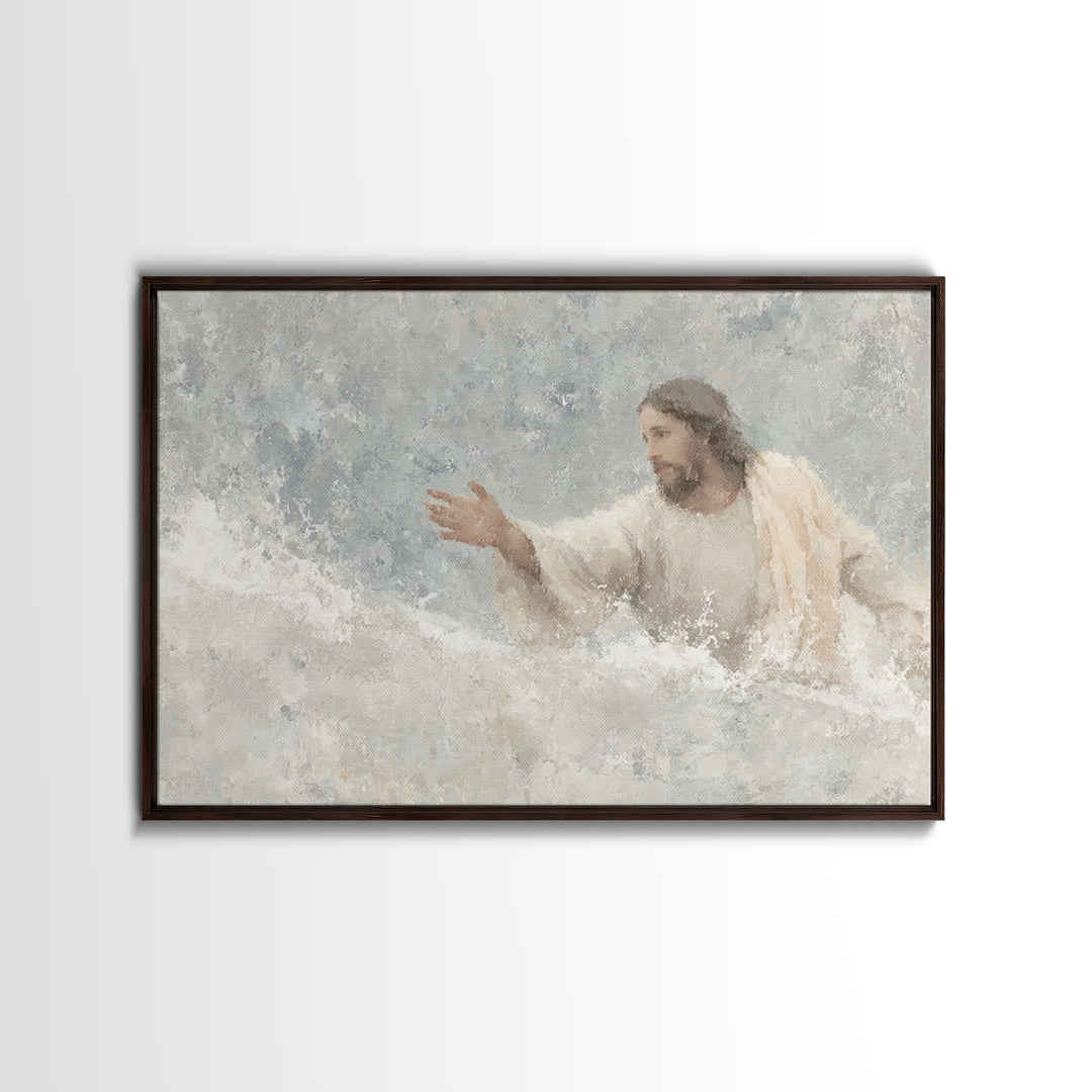 Waves Of Hope, Framed Canvas Print, Jesus Painting, Christian Wall Art, Christian Art Canvas, Large Christian Art, Christian Gift Ideas