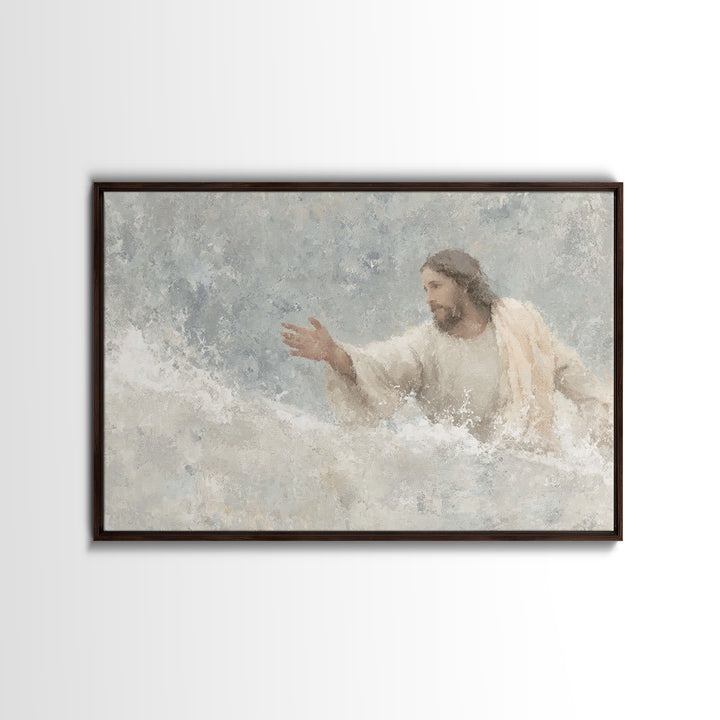 Waves Of Hope, Framed Canvas Print, Jesus Painting, Christian Wall Art, Christian Art Canvas, Large Christian Art, Christian Gift Ideas