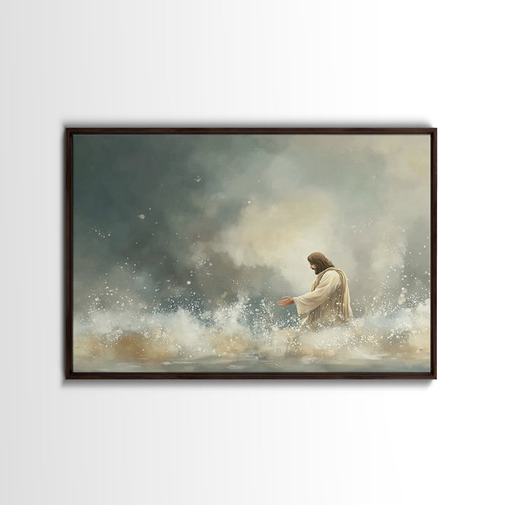 Calm In The Storm | Framed Canvas Print | Christian Art Canvas | Jesus Painting | Modern Christian Art | Christian Wall Art | Christian Dec