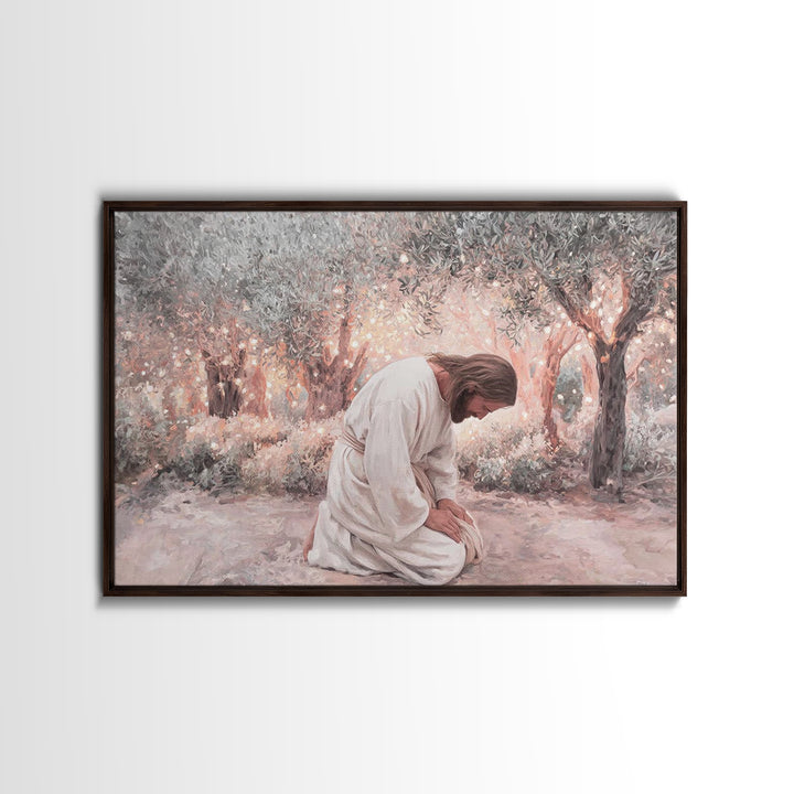 Light In Gethsemane – Framed Canvas Print – Christian Art Canvas – Jesus Painting – Christian Wall Art – Large Christian Art – Christian De