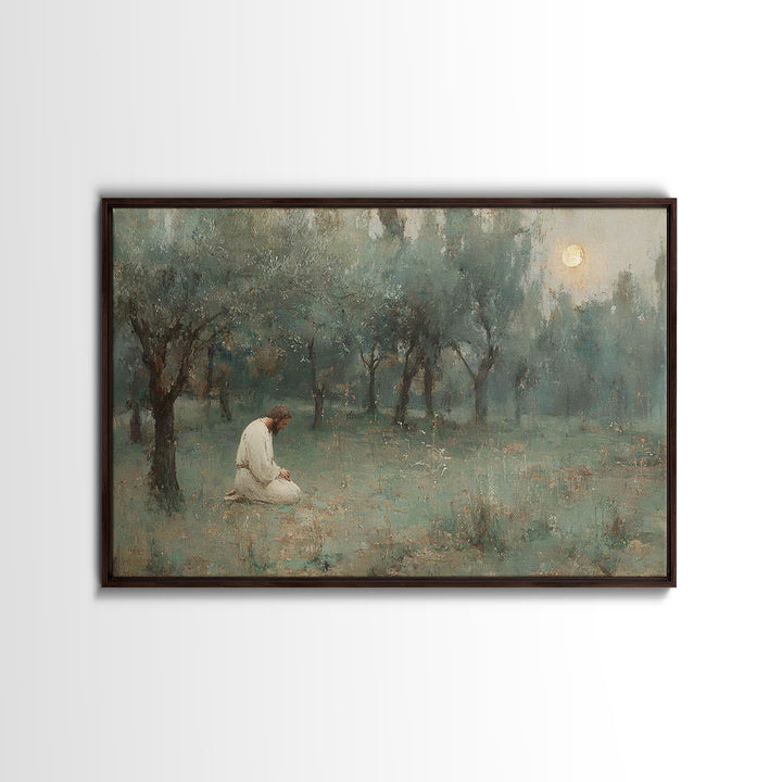Garden Of Prayer - Framed Canvas Print - Christian Wall Art - Jesus Painting - Christian Art Canvas - Vintage Christian Art