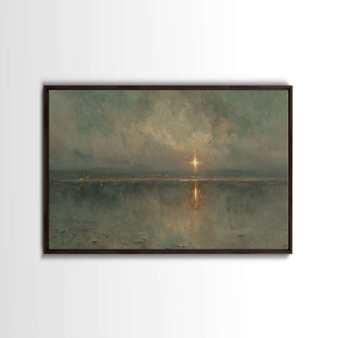 Twilight Promise Star | Framed Canvas Print | Christian Wall Art | Christian Art Work | Christmas Art Framed | Jesus Christmas Art | Christ
