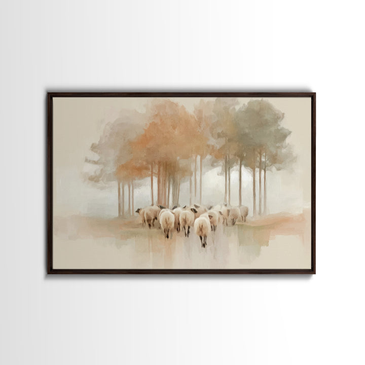 Autumn Flock – Framed Canvas Print – Christian Art Canvas – Christian Art Print – Christian Wall Art – Vintage Christian Art