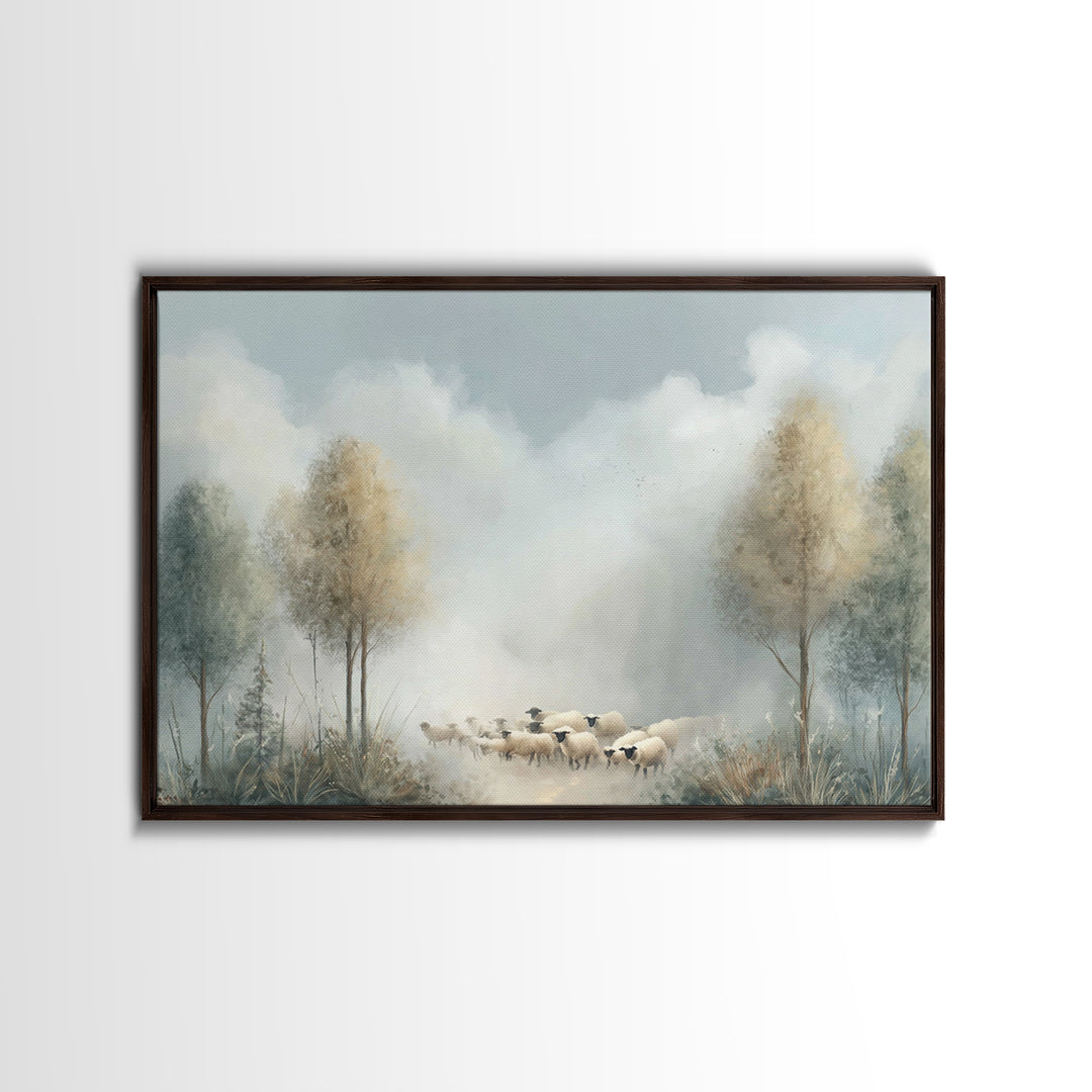 Pasture Stillness – Framed Canvas Print – Christian Wall Art – Christian Art Canvas – Minimalist Christian Art – Christian Painting