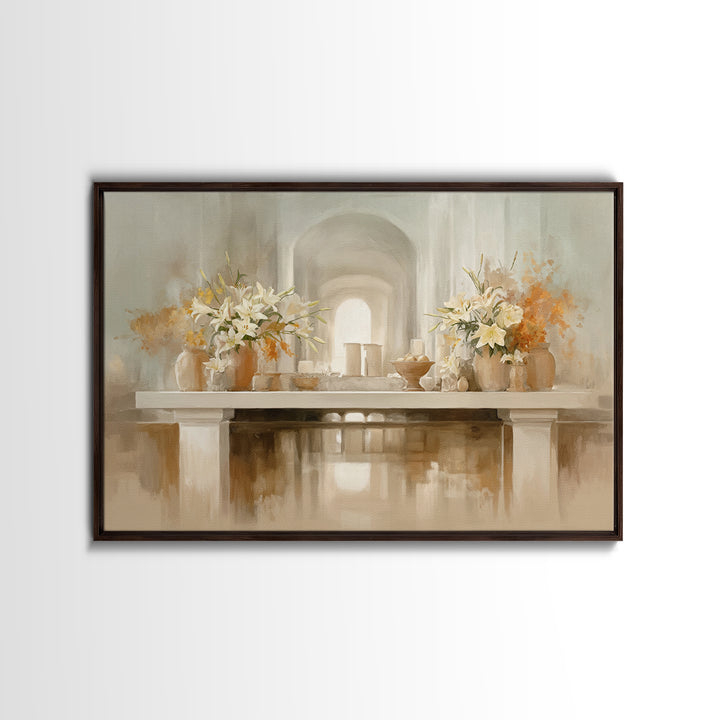 Sanctuary Of Lilies – Framed Canvas Print – Christian Decor For Home – Christian Art Prints – Christian Art Canvas – Christian Art Gift – S