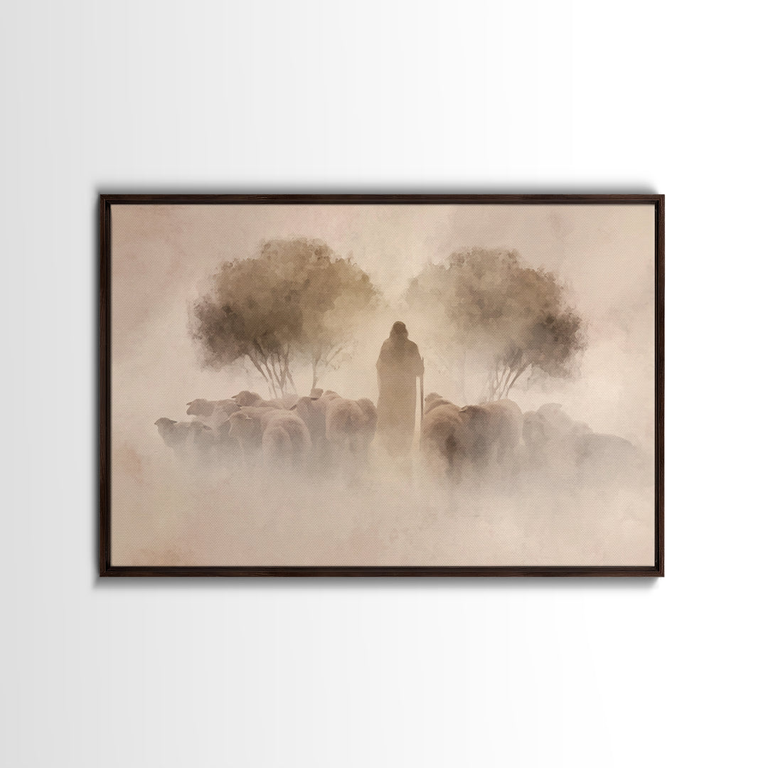 Guiding Presence – Framed Canvas Print – Christian Art Canvas – Jesus Painting – Christian Wall Art – Subtle Christian Paintings