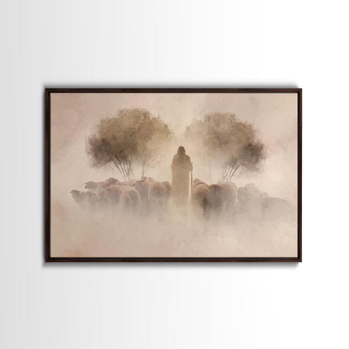 Guiding Presence – Framed Canvas Print – Christian Art Canvas – Jesus Painting – Christian Wall Art – Subtle Christian Paintings