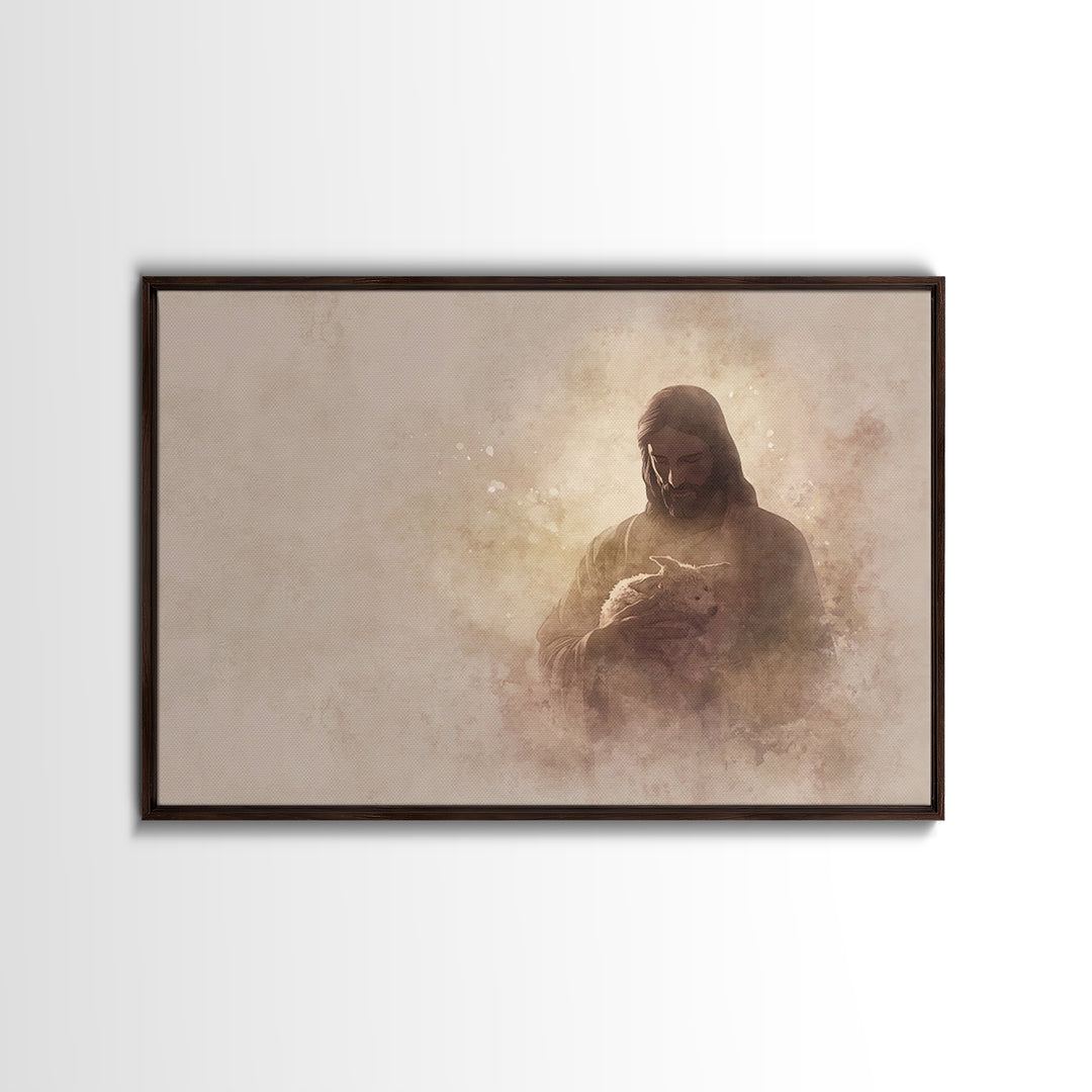 Sacred Night Embrace, Framed Canvas Print, Christian Wall Art, Christian Art Canvas, Jesus Painting, Christmas Art, Christian Christmas Dec