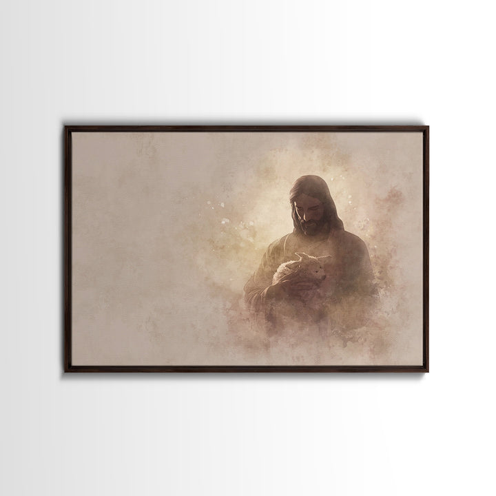 Sacred Night Embrace, Framed Canvas Print, Christian Wall Art, Christian Art Canvas, Jesus Painting, Christmas Art, Christian Christmas Dec