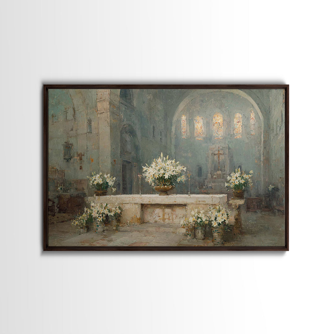 Cathedral White Lilies | Framed Canvas Print | Christian Wall Art | Christian Painting | Framed Christian Art | Christian Art Canvas | Chri