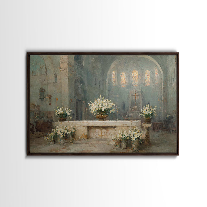 Cathedral White Lilies | Framed Canvas Print | Christian Wall Art | Christian Painting | Framed Christian Art | Christian Art Canvas | Chri