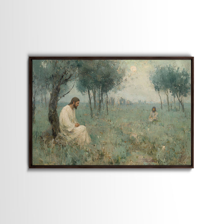 Gethsemane Dawn Peace – Framed Canvas Print – Christian Art – Jesus Painting – Christian Art Canvas – Vintage Christian Art – Christian Wal