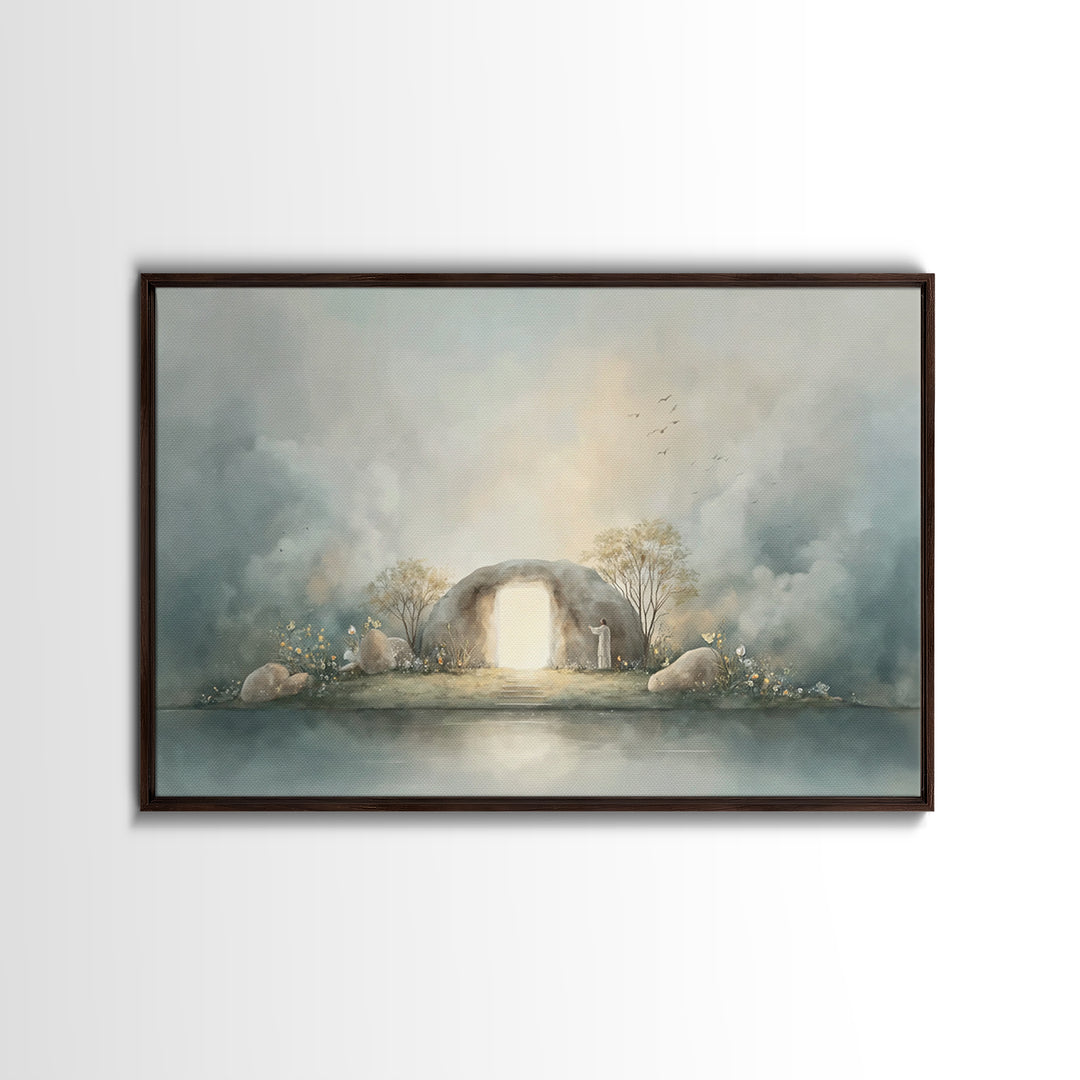 Light Of Resurrection | Framed Canvas Print | Christian Art Canvas | Easter Art | Christian Wall Art | Christian Decor | Jesus Painting | C