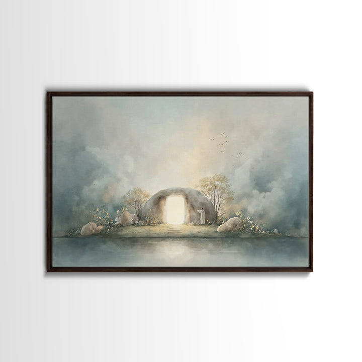 Light Of Resurrection | Framed Canvas Print | Christian Art Canvas | Easter Art | Christian Wall Art | Christian Decor | Jesus Painting | C