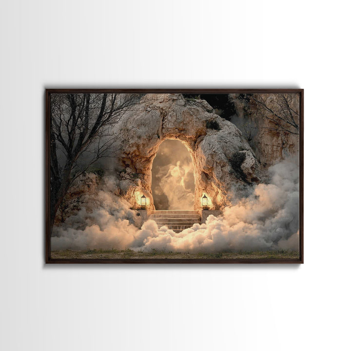 Risen Glory Path, Framed Canvas Print, Christian Art Canvas, Christian Wall Art, Easter Art, Christian Decor, Jesus Painting, Christian Gif