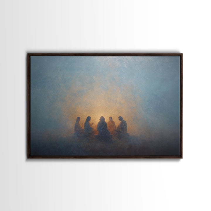Sacred Assembly - Framed Canvas Print - Christian Art Canvas - Jesus Painting - Christian Wall Art - Moody Christian Art - Christmas Art Pr