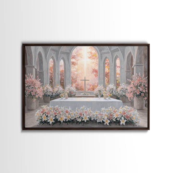 Blooming Chapel Peace – Framed Canvas Print – Christian Wall Art – Christian Christmas Art – Christian Art Canvas – Modern Christian Painti