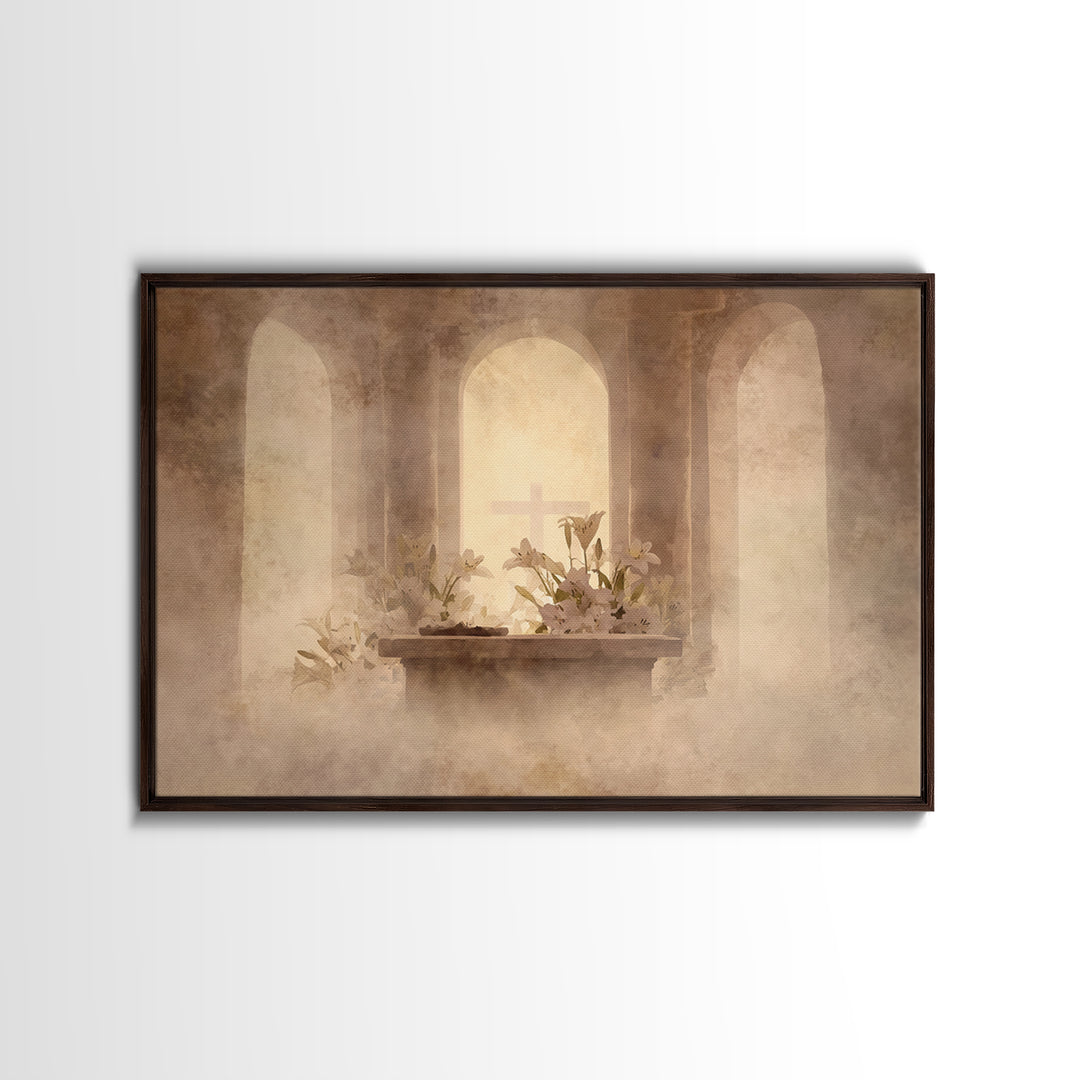 Hushed Chapel Reverence | Framed Canvas Print | Christian Wall Art | Subtle Christian Art | Christian Art Print | Christian Decor For Home