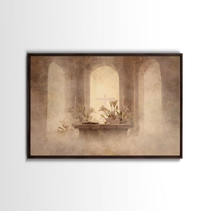 Hushed Chapel Reverence | Framed Canvas Print | Christian Wall Art | Subtle Christian Art | Christian Art Print | Christian Decor For Home