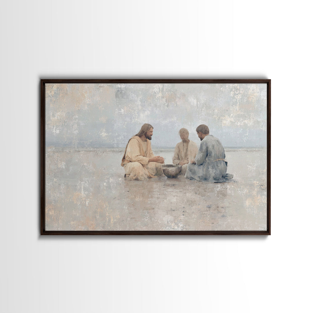 Table Of Peace – Framed Canvas Print – Christian Wall Art – Jesus Painting – Christian Art Print – Moody Christmas Art – Christian Christma