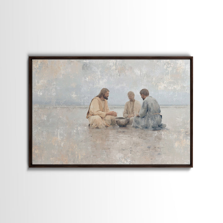 Table Of Peace – Framed Canvas Print – Christian Wall Art – Jesus Painting – Christian Art Print – Moody Christmas Art – Christian Christma