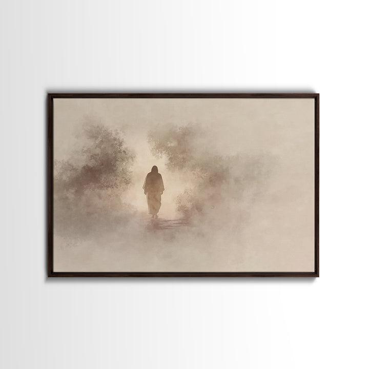 Silent Redeemer, Framed Canvas Print, Christian Art Canvas, Christian Wall Art, Jesus Painting, Minimalist Christian Art