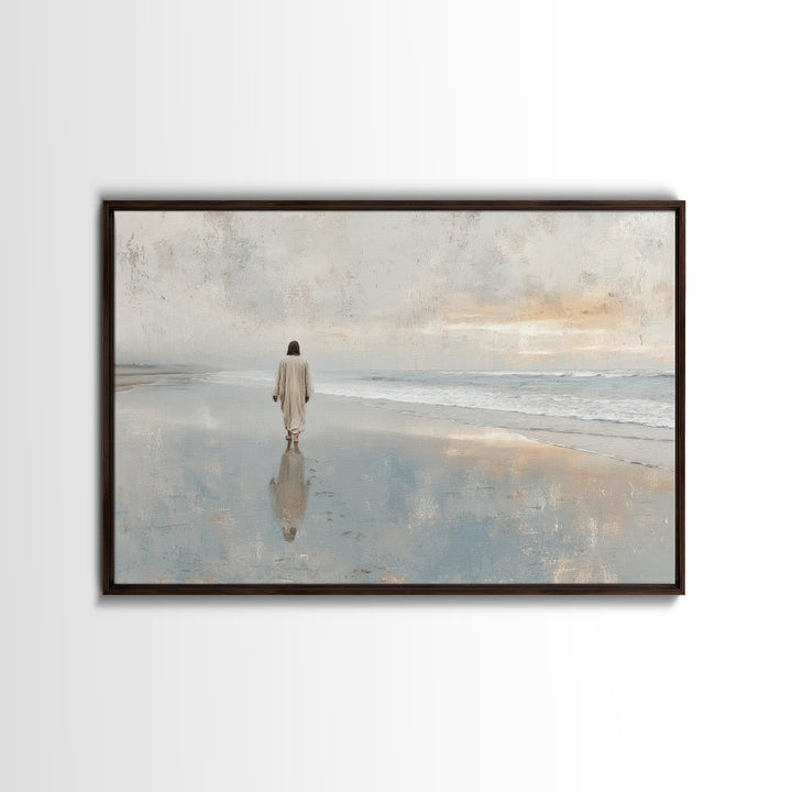 Quiet Shore Grace | Framed Canvas Print | Christian Wall Art | Jesus Painting | Christian Art Canvas | Modern Christian Art | Christian Gif