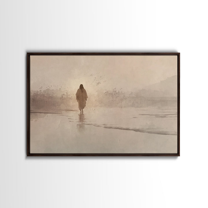 Desert Dawn Peace, Framed Canvas Print, Christian Art Canvas, Jesus Painting, Christian Wall Art, Subtle Christian Art, Christian Christmas