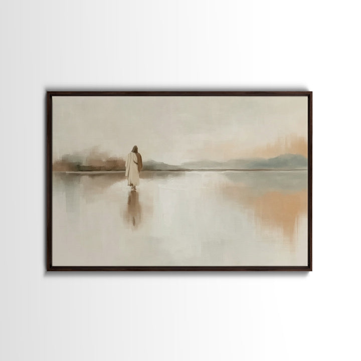 Quiet Lands Promise, Framed Canvas Print, Christian Art Work, Christian Wall Art, Jesus Painting, Minimalist Christian Art, Christian Gift