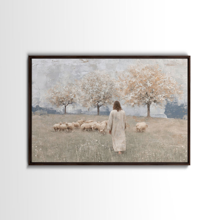 Crimson Pasture Path | Framed Canvas Print | Christian Art Canvas | Jesus Painting | Christian Wall Art | Large Christian Painting | Unique