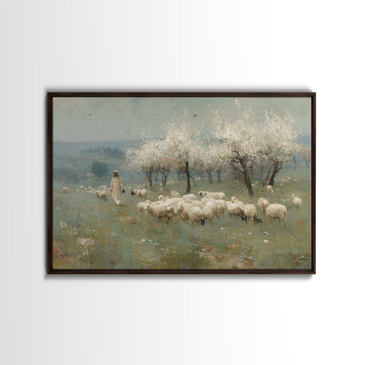 Radiant Shepherd Walk – Framed Canvas Print – Christian Art Canvas – Jesus Painting – Christian Wall Art – Christian Gift Ideas – Modern Ch