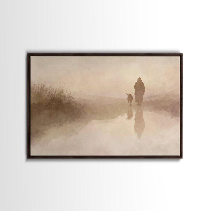 Calm Horizon Grace | Framed Canvas Print | Christian Wall Art | Christian Art Canvas | Minimalist Christian Art | Jesus Painting