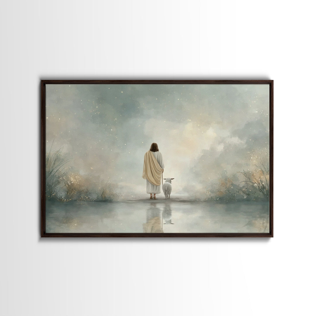 Heaven’s Gentle Shore – Framed Canvas Print – Christian Wall Art – Jesus Painting – Christian Art Canvas – Subtle Christian Art