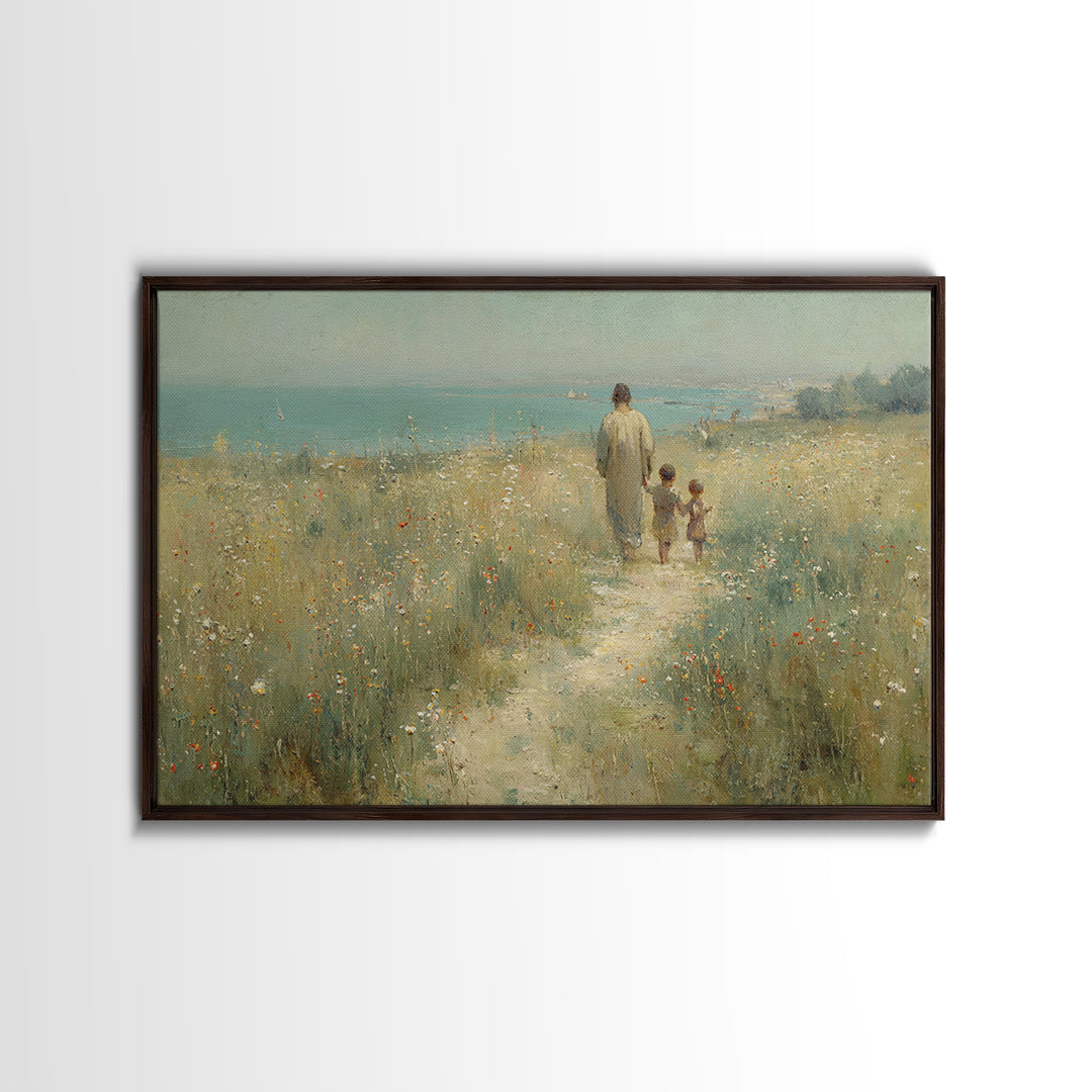 Field Of Promise | Framed Canvas Print | Christian Art Canvas | Jesus Painting | Christian Wall Art | Vintage Christian Art