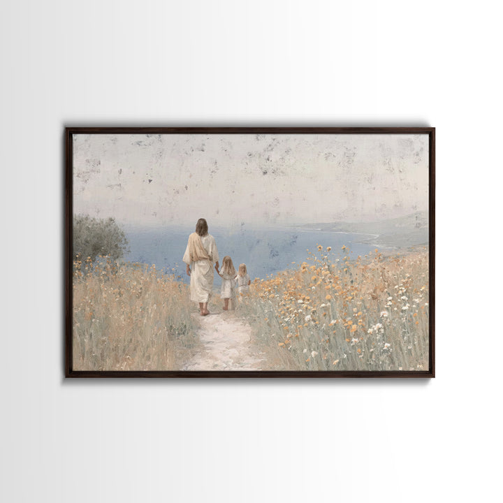 Path Of Grace, Framed Canvas Print, Christian Wall Art, Christian Art Canvas, Jesus Painting, Minimalist Christian Art