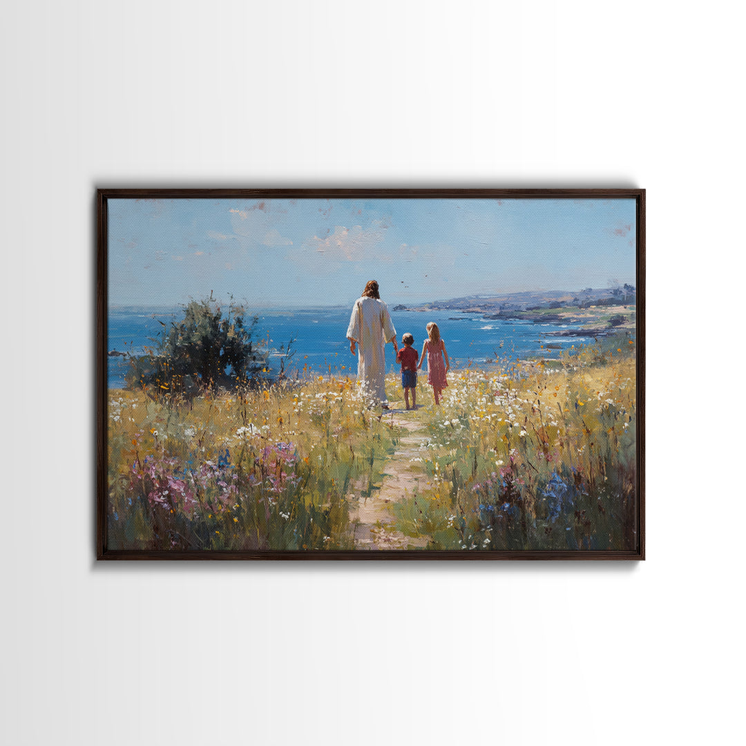 Hillside Hope, Framed Canvas Print, Christian Art Canvas, Christian Wall Art, Jesus Painting, Subtle Christian Art