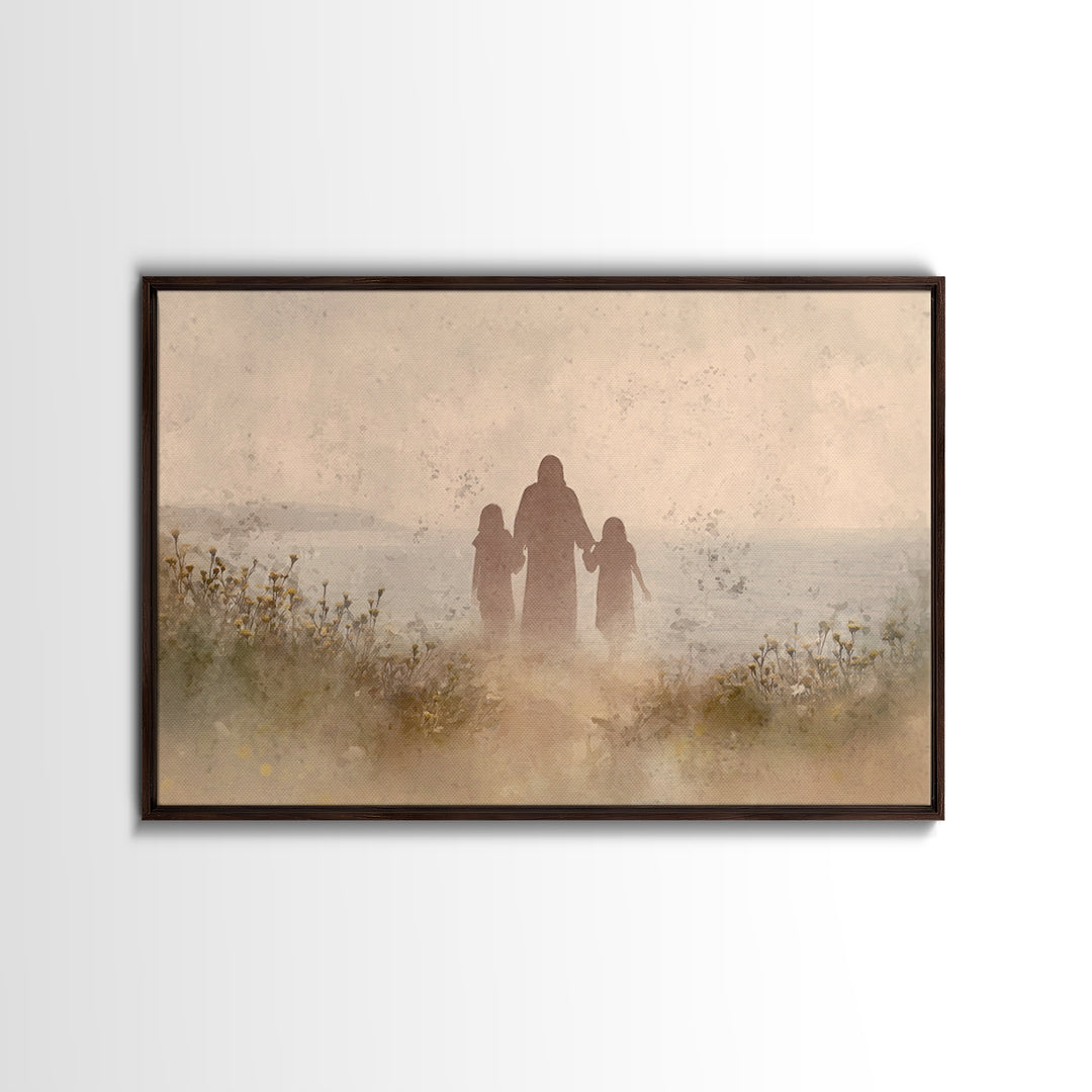 Whispered Meadow Path | Framed Canvas Print | Christian Art Canvas | Jesus Painting | Christian Wall Art | Unique Christian Art