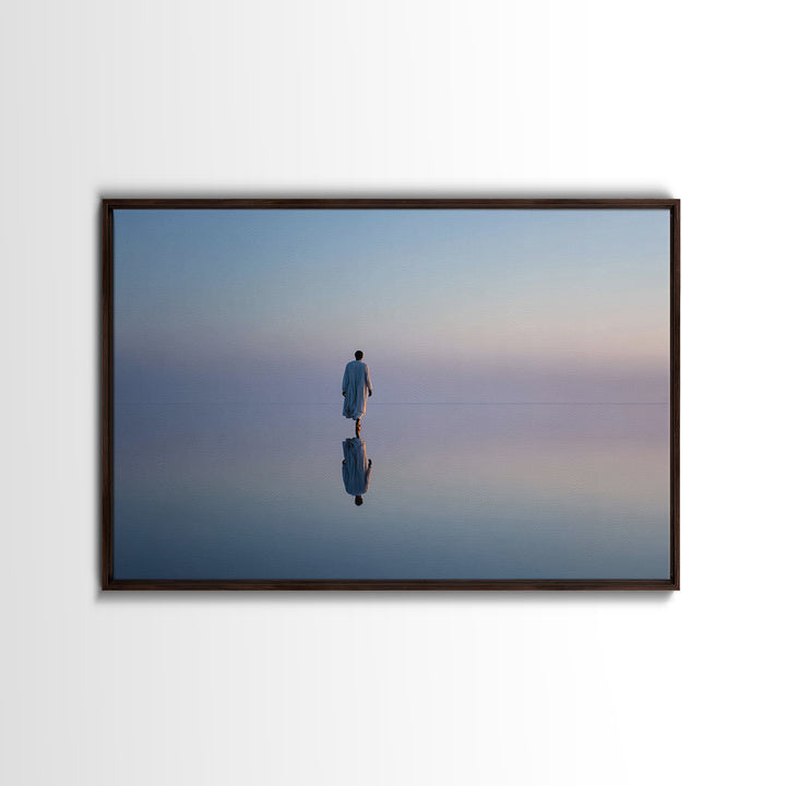 Still Waters Peace – Framed Canvas Print – Christian Art Canvas – Jesus Painting – Christian Wall Art – Minimalist Christian Art