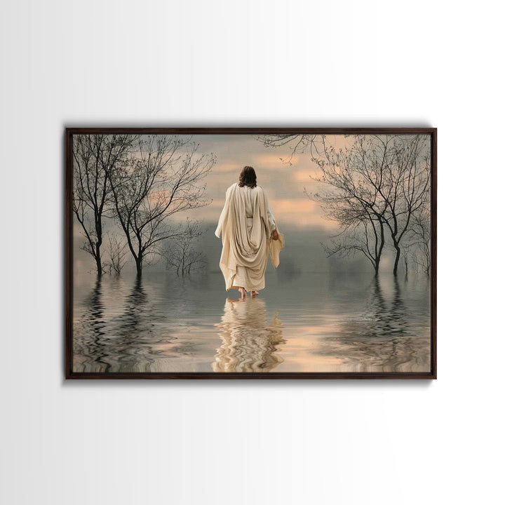 Evening Shepherd Light | Framed Canvas Print | Christian Wall Art | Jesus Painting | Christian Art Canvas | Moody Christian Art | Christian
