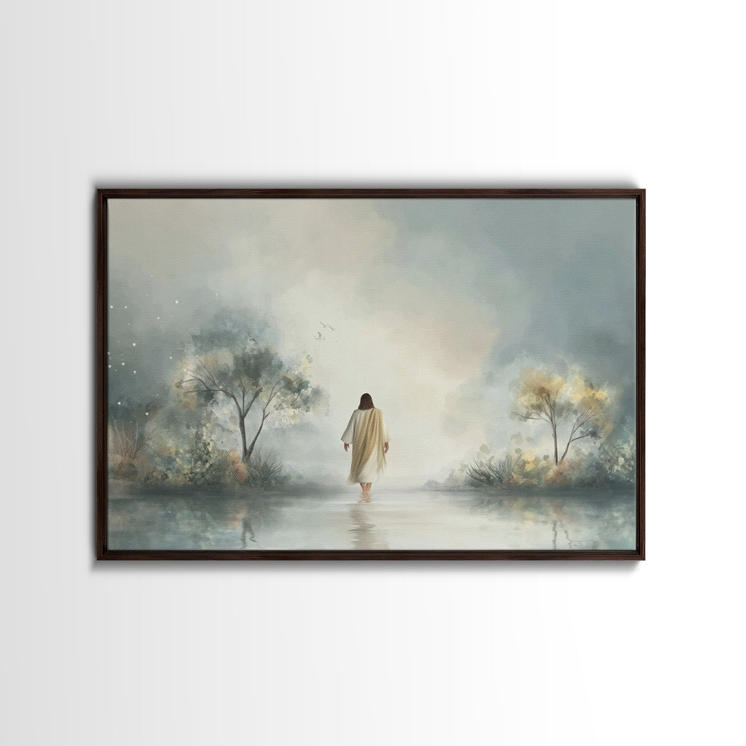 Garden of Grace, Framed Canvas Print, Christian Art Canvas, Jesus Painting, Subtle Christian Art, Christian Wall Art, Christian Art Gift