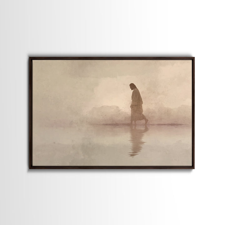 Desert Footsteps – Framed Canvas Print – Christian Art Canvas – Jesus Painting – Minimalist Christian Art – Christian Wall Art – Christian