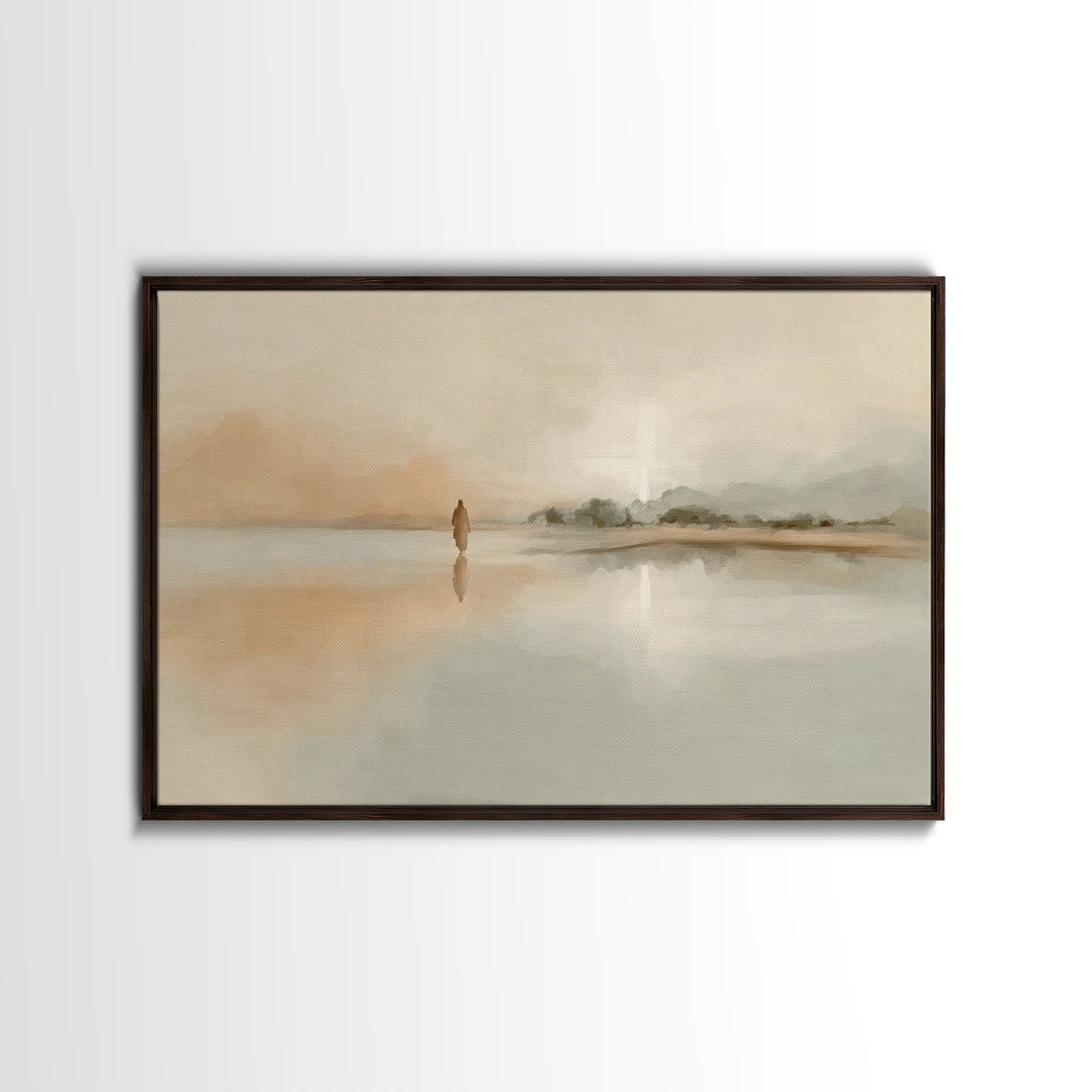 Silent Horizon Peace, Framed Canvas Print, Christian Wall Art, Jesus Painting, Christian Art Canvas, Vintage Christian Art, Large Christian